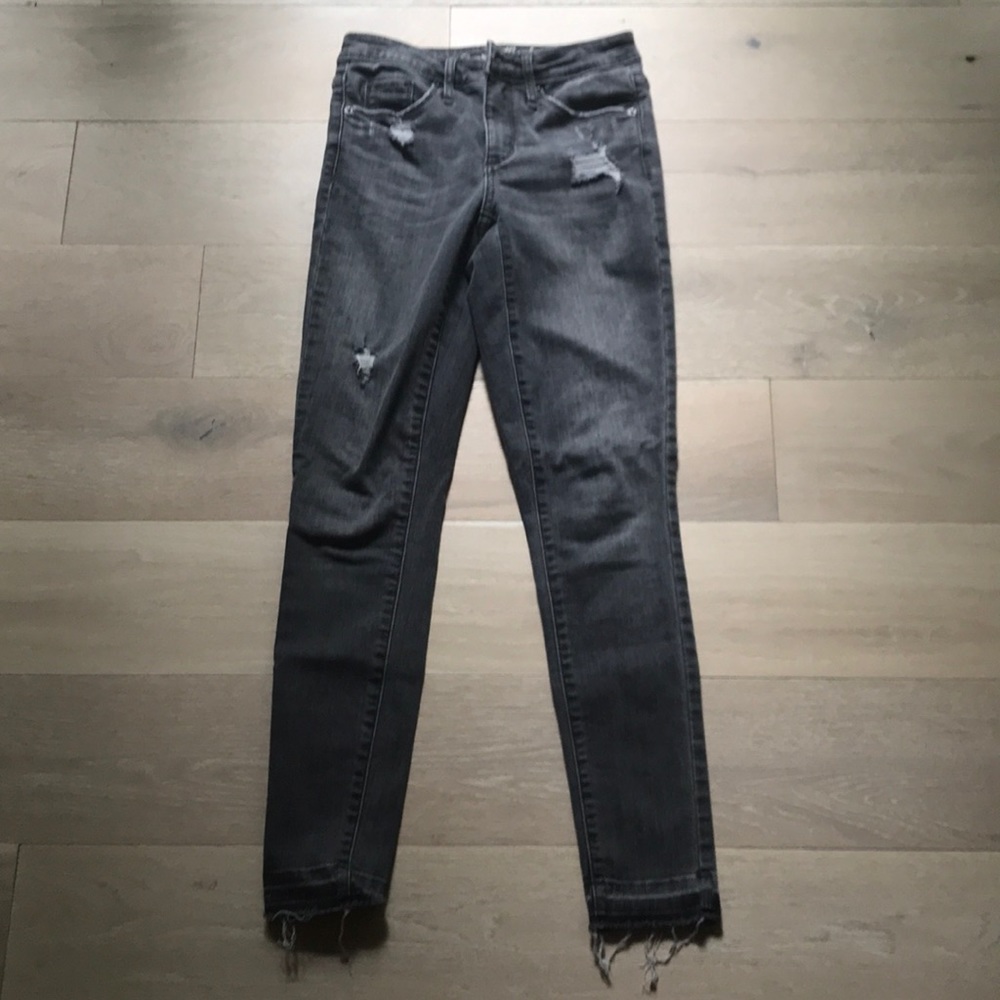 Grey washed semi ripped jeans